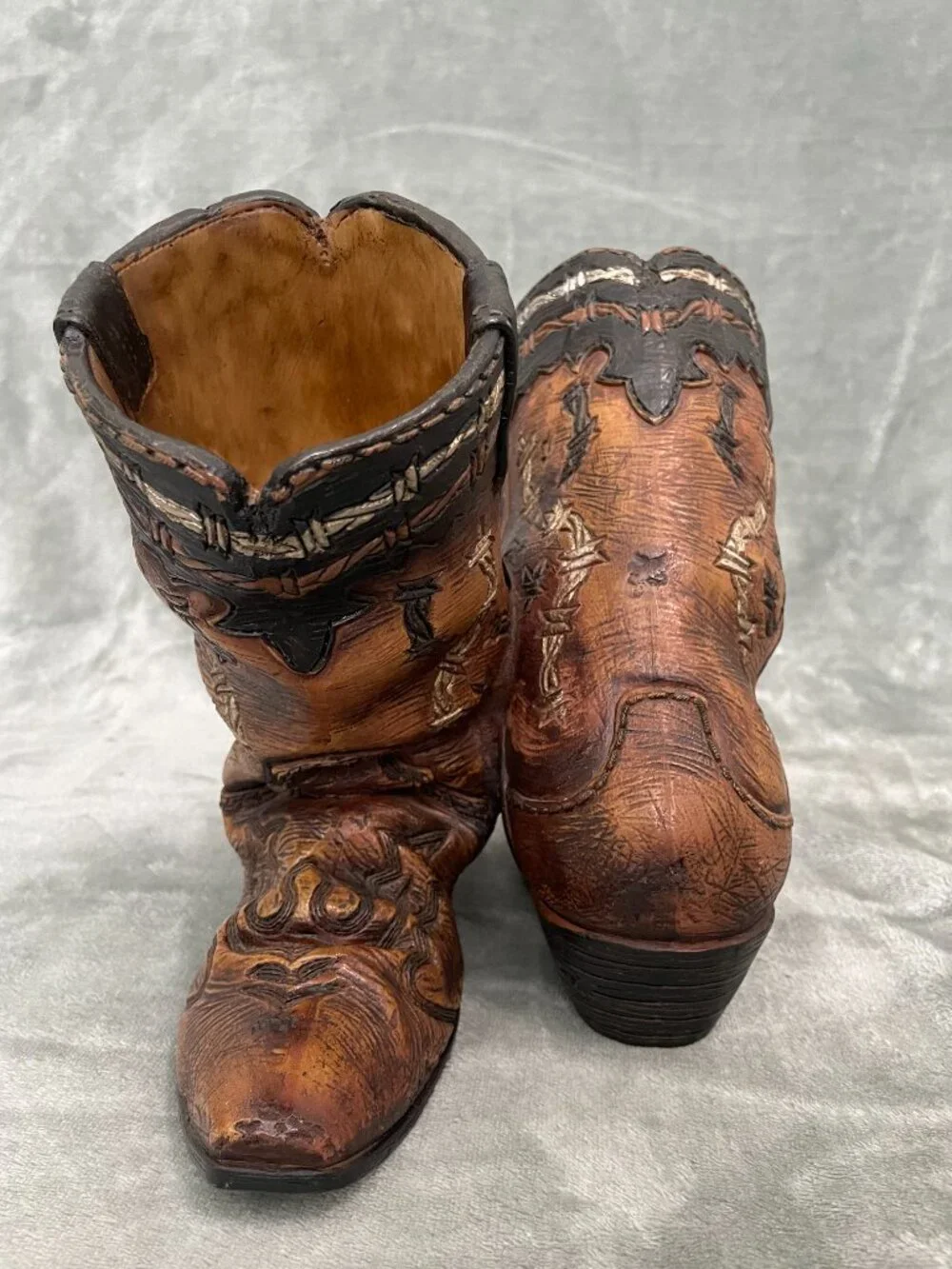 NWT Rustic Brown Cowboy Boot Wine Holder Western Home Decor Vase